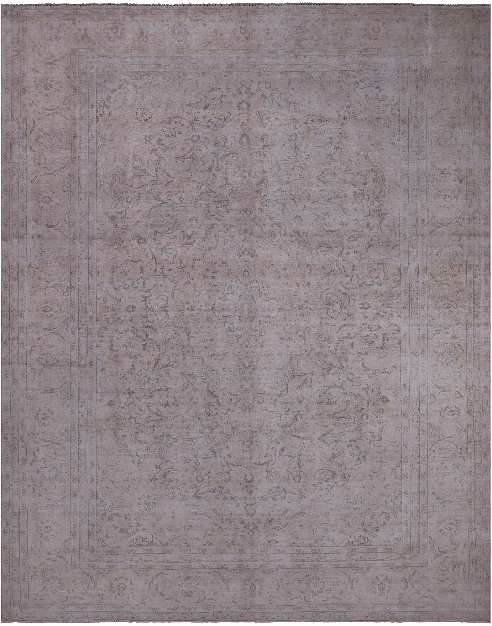 SUPER SALE Ivory Persian Vintage White Wash Hand Knotted Wool Rug - 9' 4" X 12' 1"