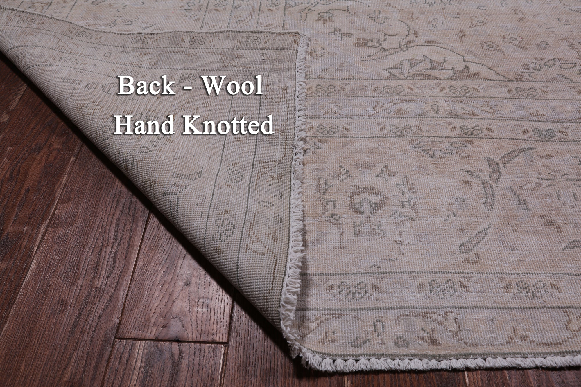 SUPER SALE Ivory Persian Vintage White Wash Hand Knotted Wool Rug - 9' 4" X 12' 1"