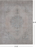 SUPER SALE Ivory Persian Vintage White Wash Hand Knotted Wool Rug - 8' 10" X 12' 0"
