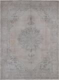 SUPER SALE Ivory Persian Vintage White Wash Hand Knotted Wool Rug - 8' 10" X 12' 0"