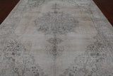 SUPER SALE Ivory Persian Vintage White Wash Hand Knotted Wool Rug - 8' 10" X 12' 0"