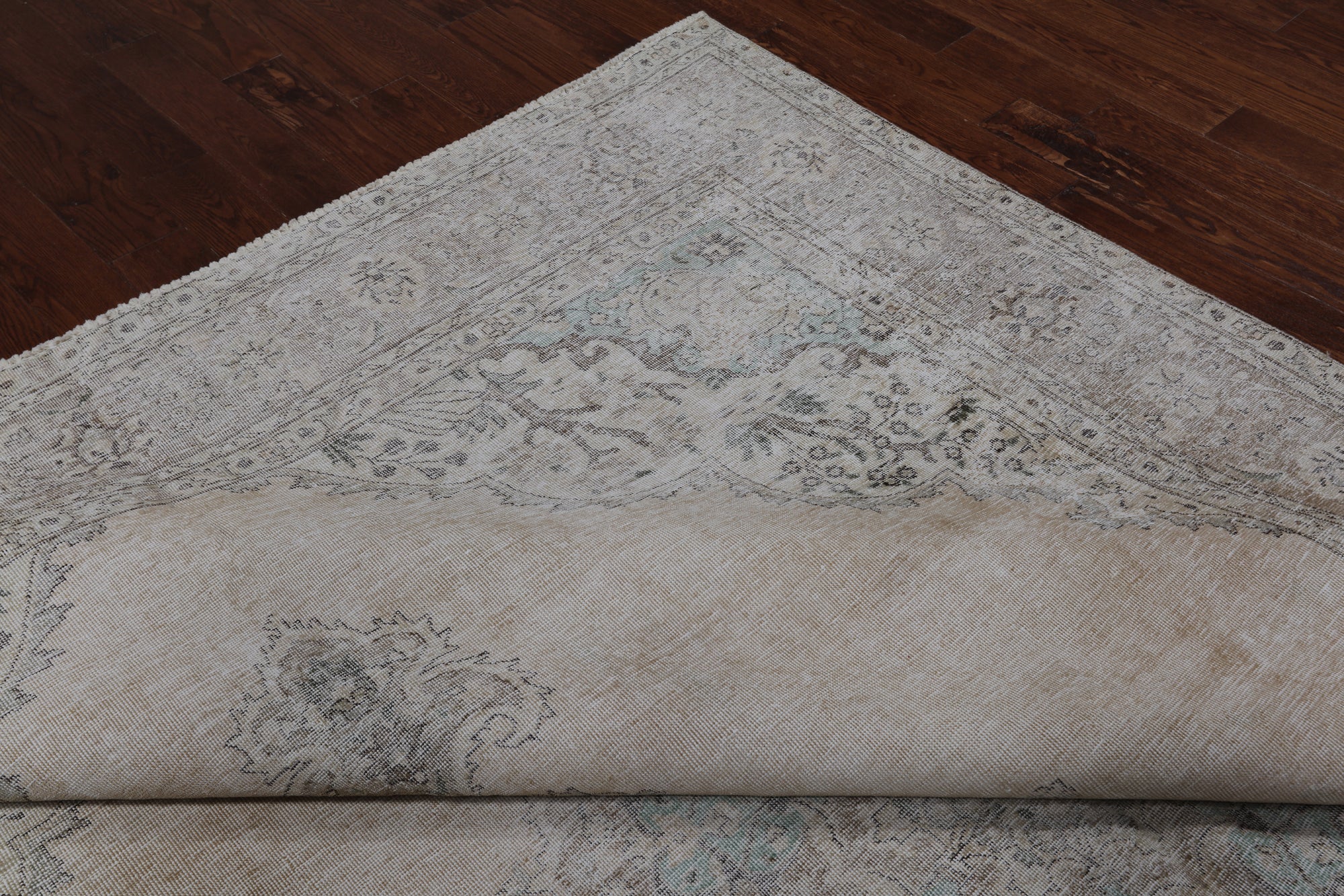 SUPER SALE Ivory Persian Vintage White Wash Hand Knotted Wool Rug - 8' 10" X 12' 0"