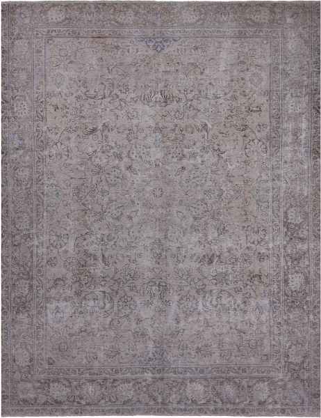 SUPER SALE Ivory Persian Vintage White Wash Hand Knotted Wool Rug - 9' 8" X 12' 0"