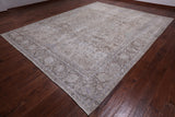 SUPER SALE Ivory Persian Vintage White Wash Hand Knotted Wool Rug - 9' 8" X 12' 0"