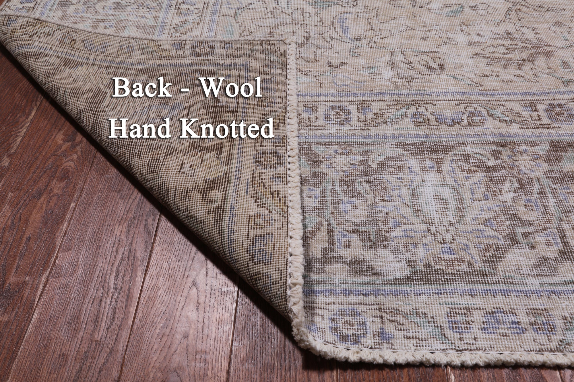 SUPER SALE Ivory Persian Vintage White Wash Hand Knotted Wool Rug - 9' 8" X 12' 0"