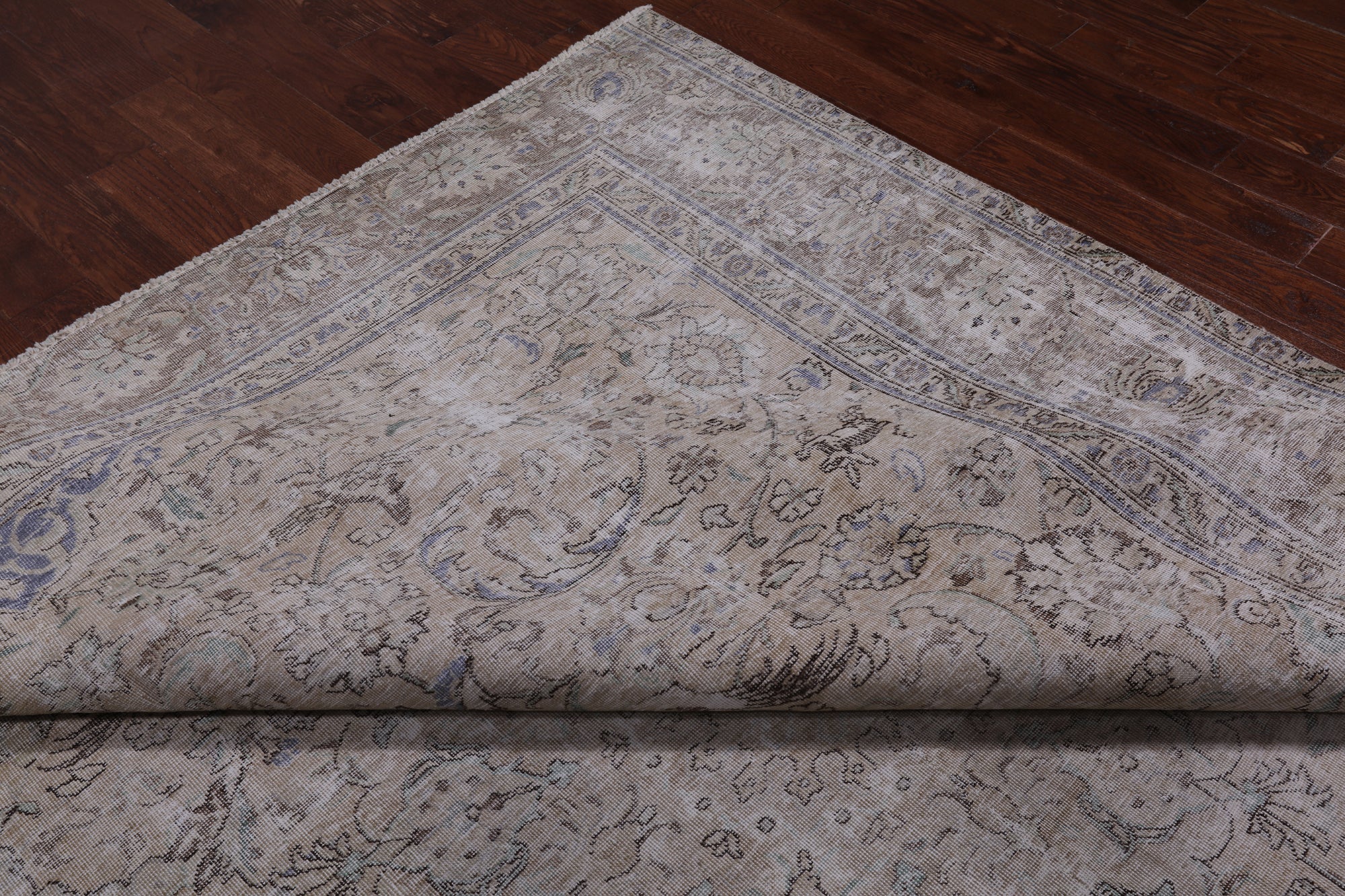 SUPER SALE Ivory Persian Vintage White Wash Hand Knotted Wool Rug - 9' 8" X 12' 0"