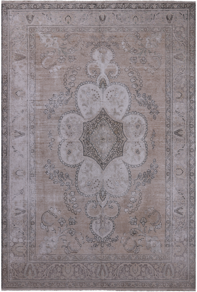 SUPER SALE Ivory Persian Vintage White Wash Hand Knotted Wool Rug - 7' 11" X 11' 6"