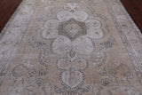 SUPER SALE Ivory Persian Vintage White Wash Hand Knotted Wool Rug - 7' 11" X 11' 6"