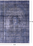 Blue Persian Overdyed Hand Knotted Wool Rug - 8' 6" X 12' 10" - Golden Nile