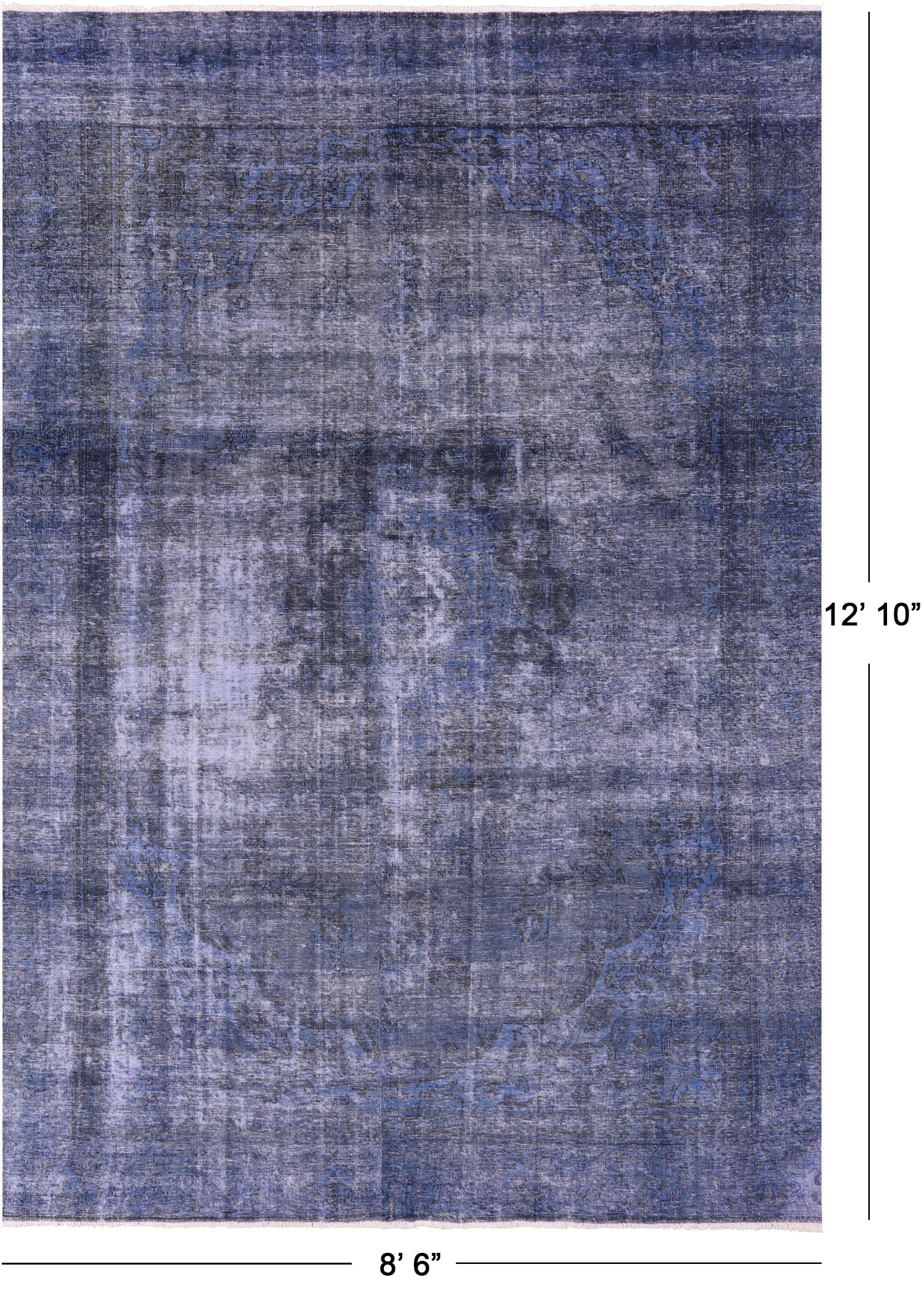 Blue Persian Overdyed Hand Knotted Wool Rug - 8' 6" X 12' 10" - Golden Nile