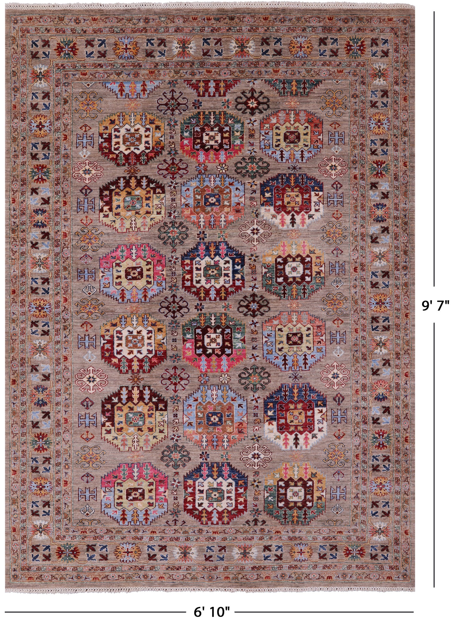 Turkmen Ersari Hand Knotted Wool Rug - 6' 10" X 9' 7" - Golden Nile