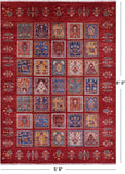 Red Garden Design Persian Hand Knotted Wool Rug - 5' 9" X 8' 0" - Golden Nile