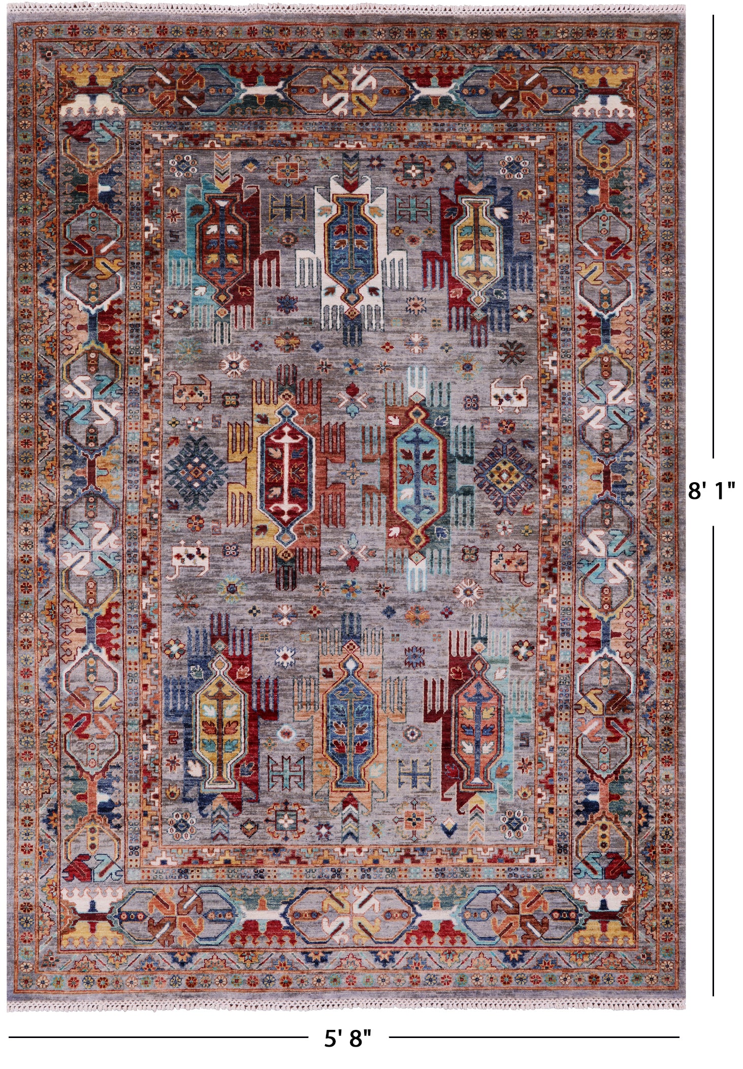 Persian Fine Serapi Hand Knotted Wool Rug - 5' 8" X 8' 1" - Golden Nile