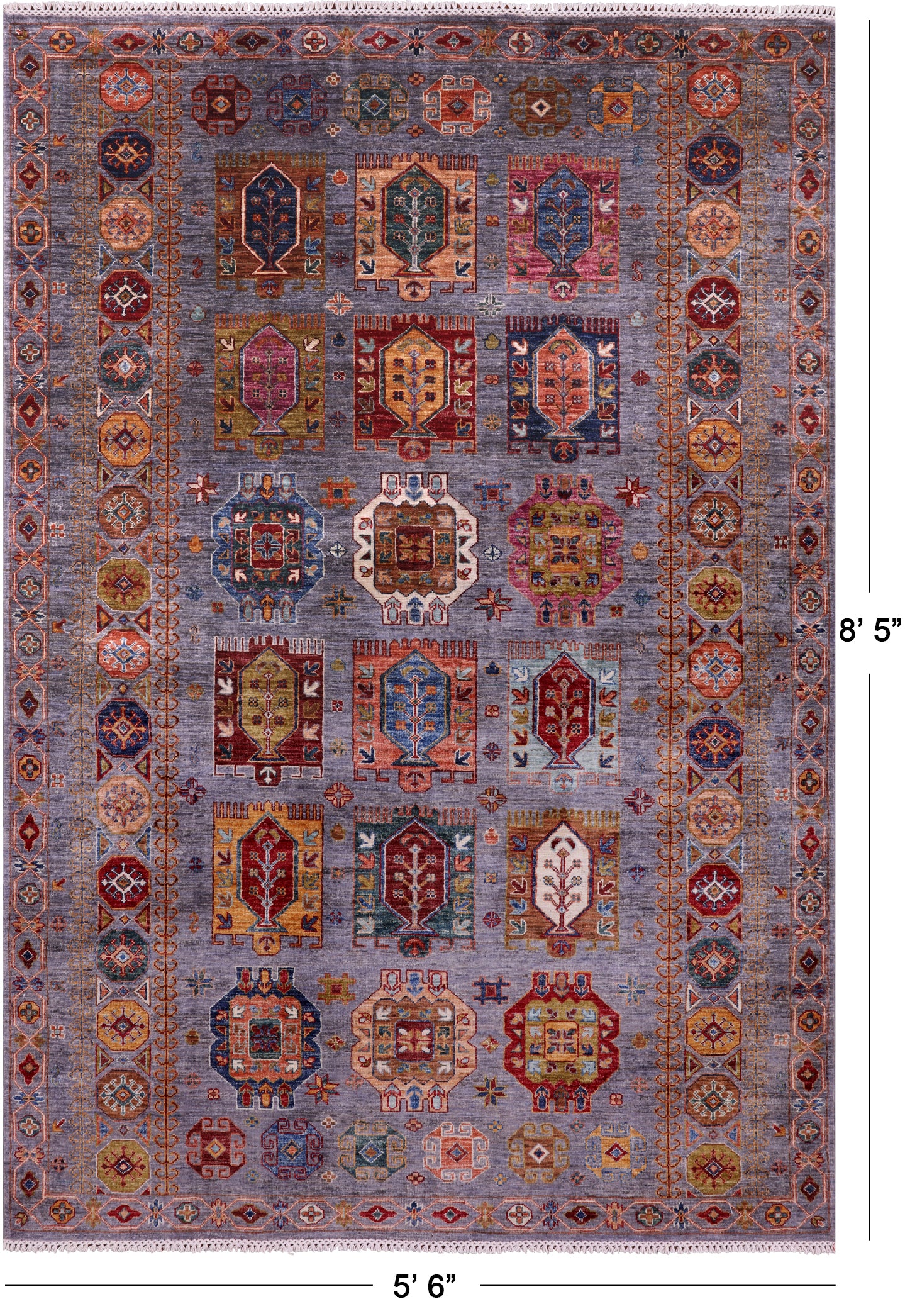 Turkmen Ersari Hand Knotted Wool Rug - 5' 6" X 8' 5" - Golden Nile
