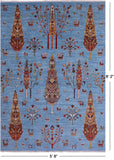 Blue Tribal Persian Gabbeh Hand Knotted Wool Rug - 5' 8" X 8' 2" - Golden Nile