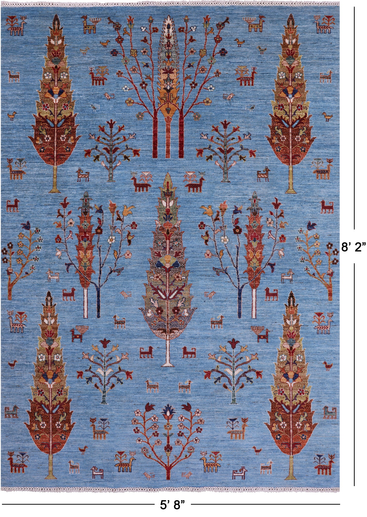 Blue Tribal Persian Gabbeh Hand Knotted Wool Rug - 5' 8" X 8' 2" - Golden Nile