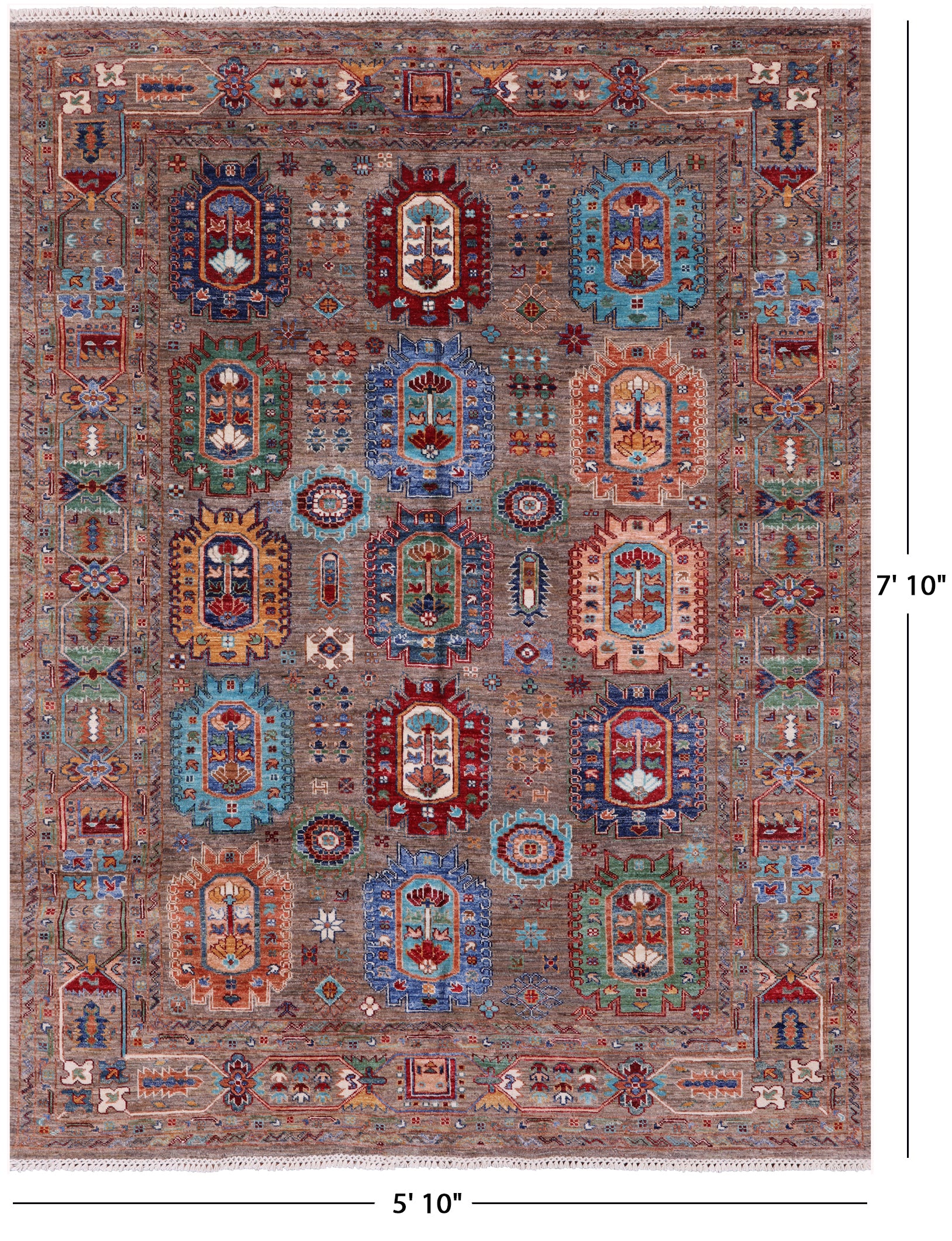 Turkmen Ersari Hand Knotted Wool Rug - 5' 10" X 7' 10" - Golden Nile