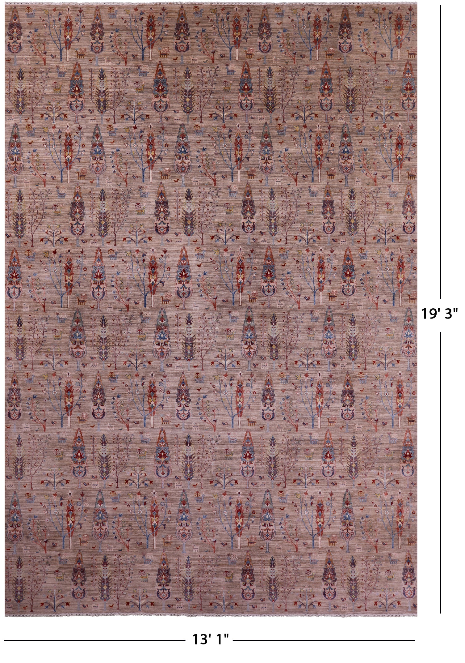 Tribal Persian Gabbeh Hand Knotted Wool Rug - 13' 1" X 19' 3" - Golden Nile