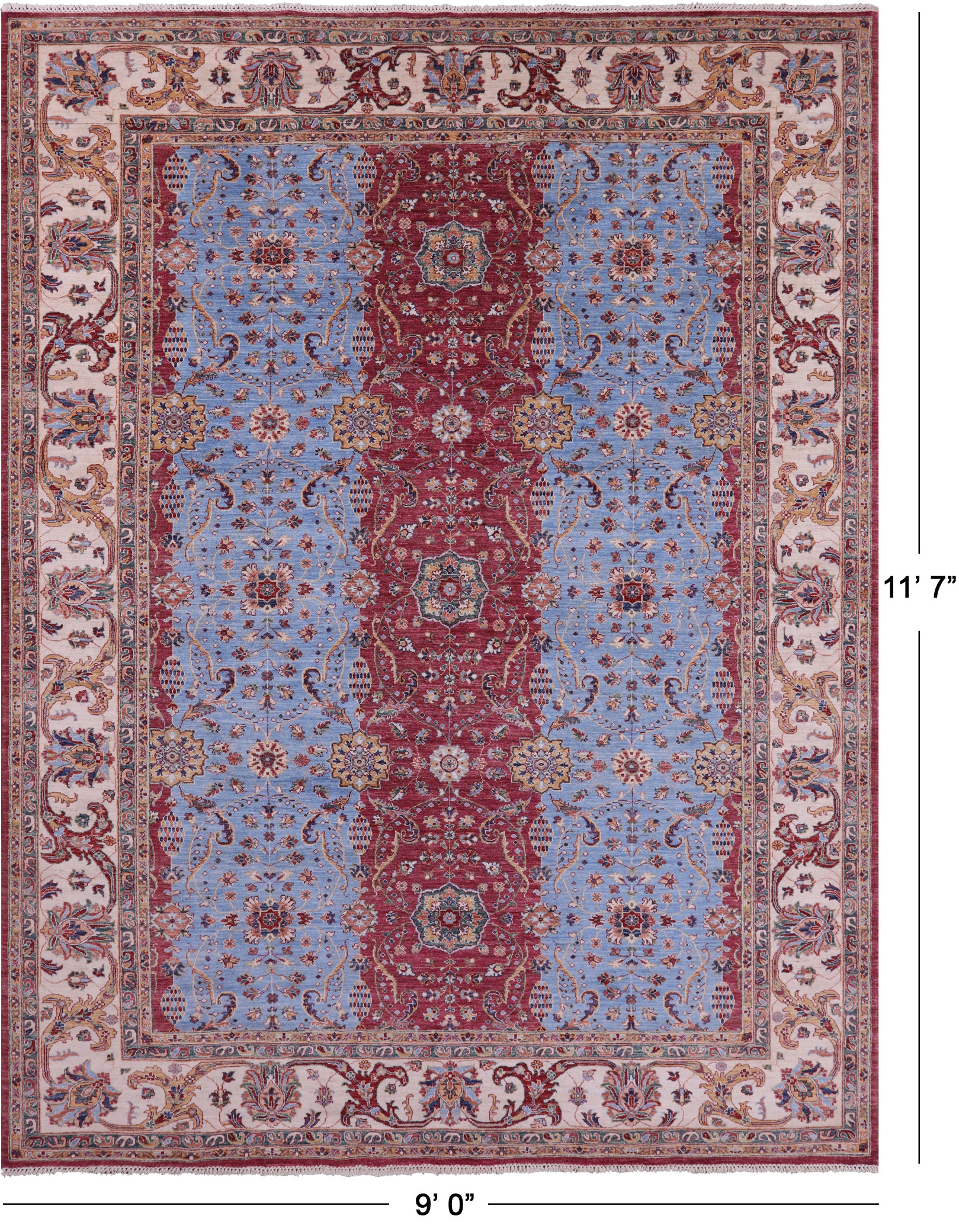 Persian Fine Serapi Hand Knotted Wool Rug - 9' 0" X 11' 7" - Golden Nile