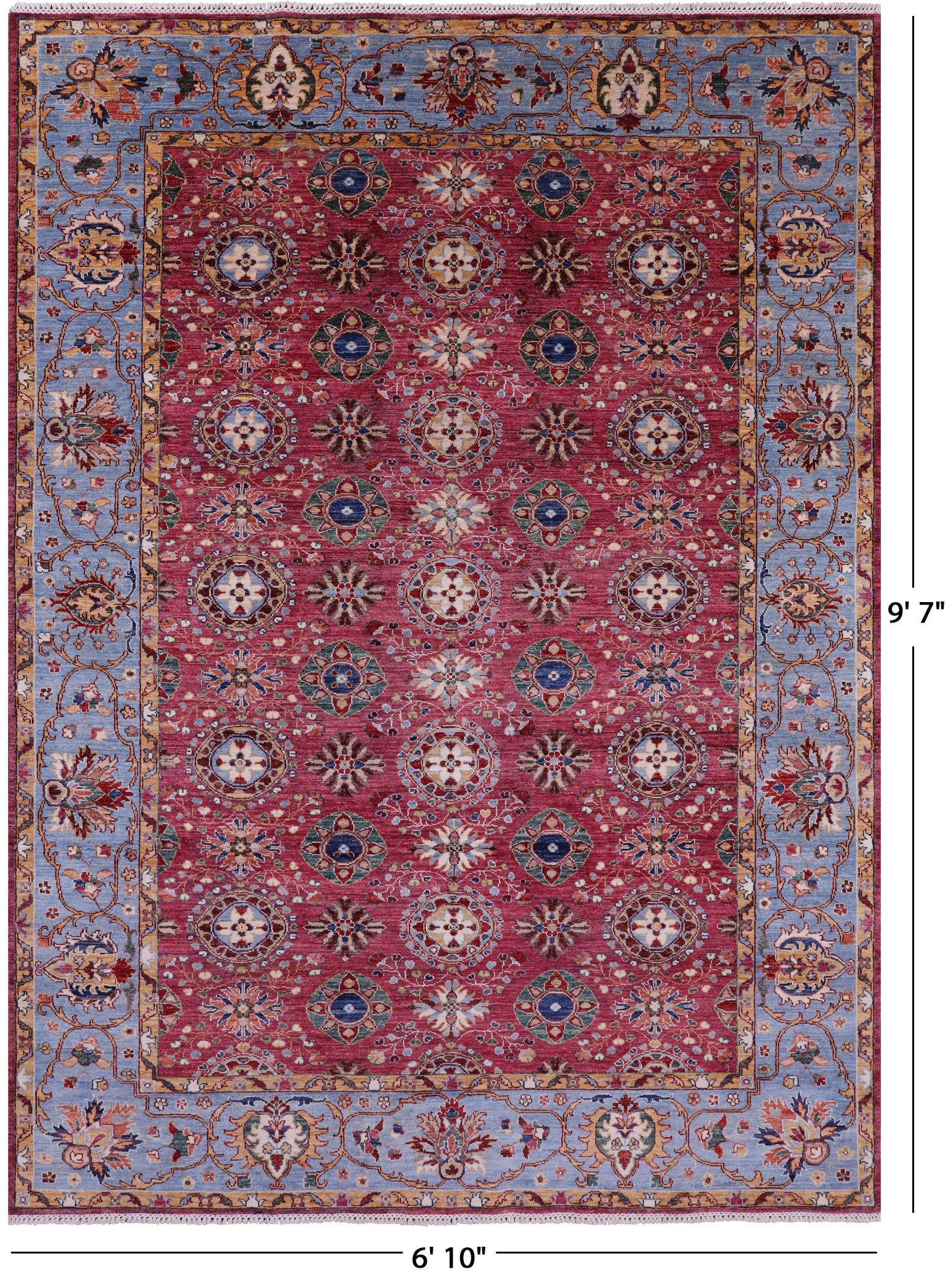 Pink Persian Tabriz Hand Knotted Wool Rug - 6' 10" X 9' 7" - Golden Nile