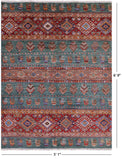 Green Tribal Persian Gabbeh Hand Knotted Wool Rug - 5' 1" X 6' 9" - Golden Nile