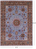 Blue Persian Tabriz Hand Knotted Wool Rug - 5' 0" X 6' 10" - Golden Nile