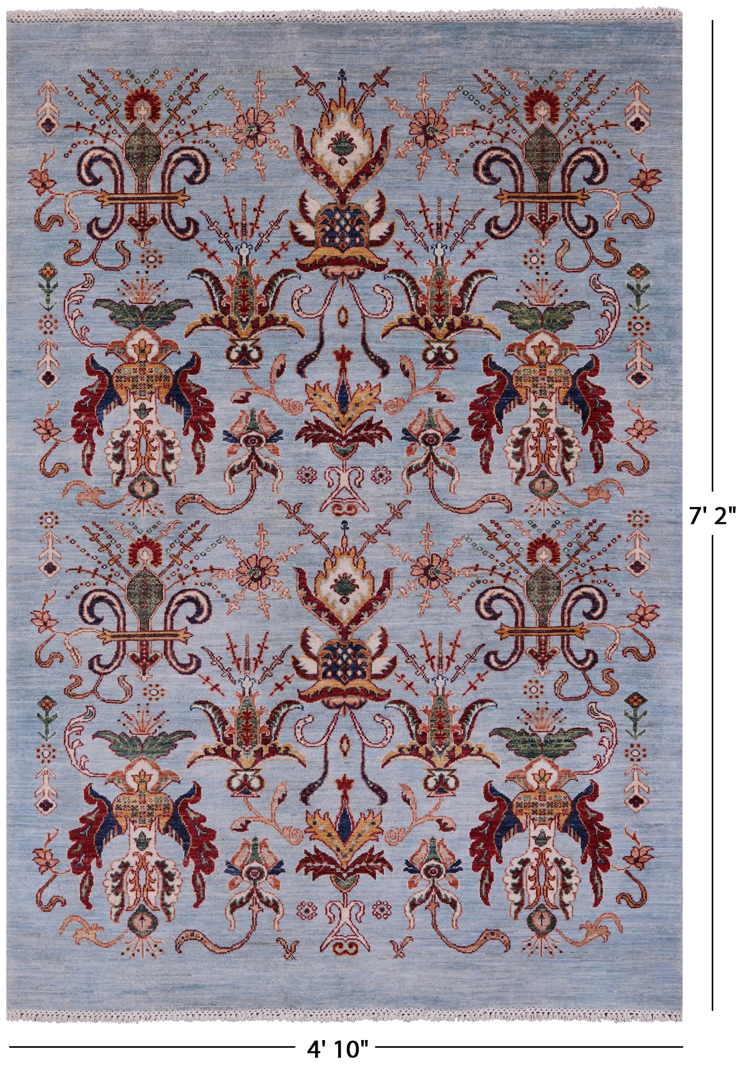 Blue Persian Tabriz Handmade Wool Rug - 4' 10" X 7' 2" - Golden Nile