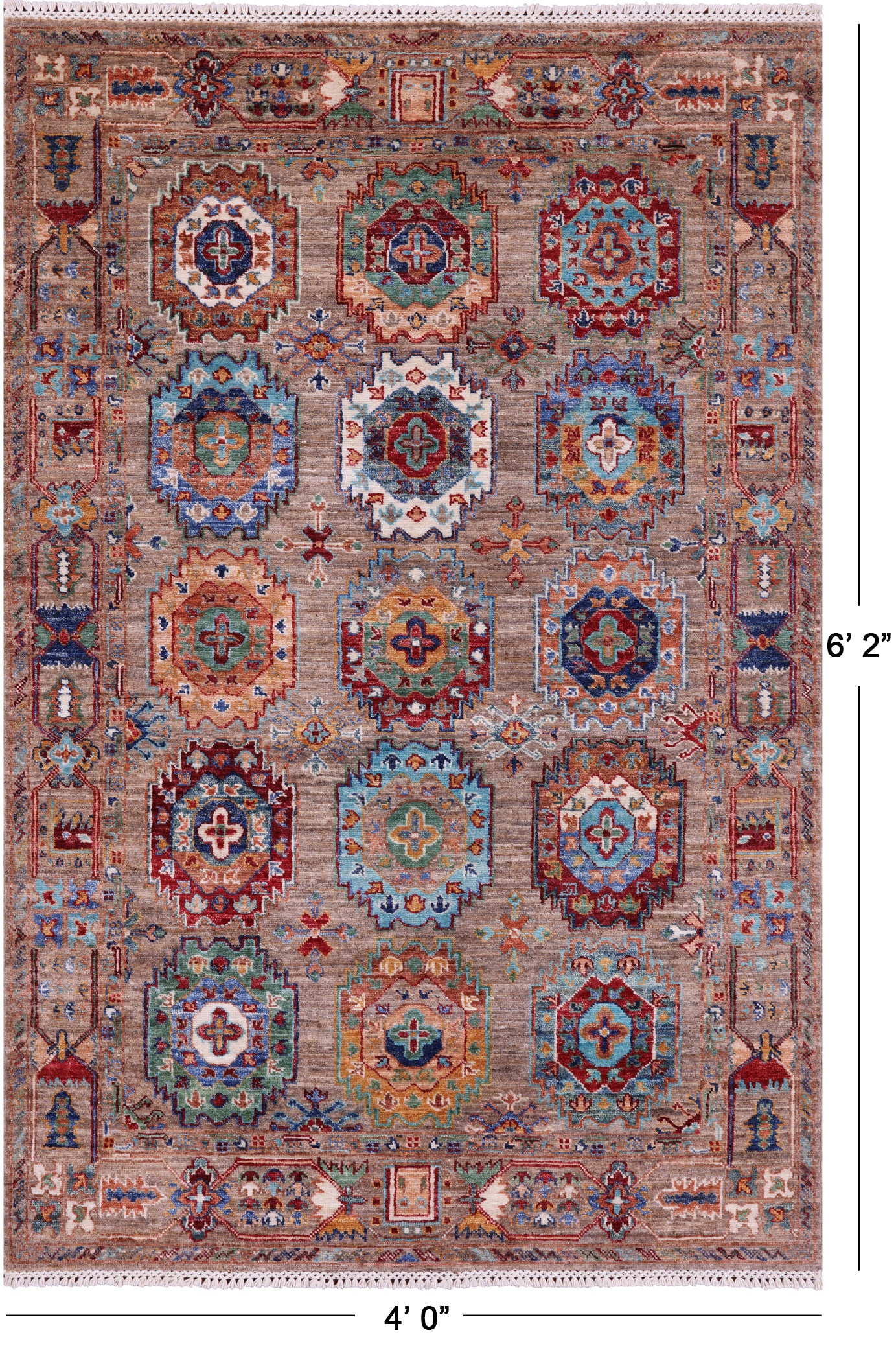 Turkmen Ersari Hand Knotted Wool Rug - 4' 0" X 6' 2" - Golden Nile