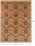 Ivory William Morris Handmade Wool Area Rug - 8' 10" X 12' 0" - Golden Nile