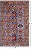Blue Turkmen Ersari Hand Knotted Wool Rug - 4' 0" X 6' 5" - Golden Nile
