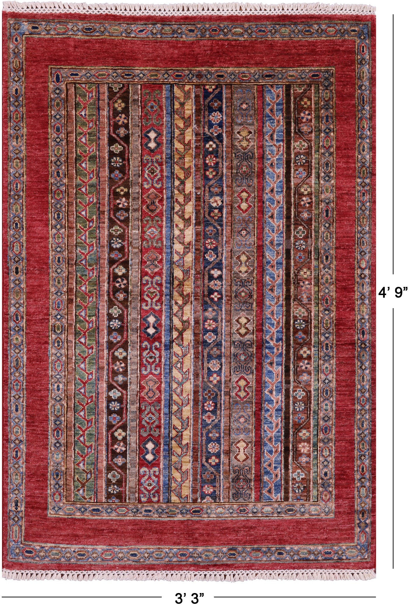 Shall Persian Gabbeh Handmade Wool Rug - 3' 3" X 4' 9" - Golden Nile