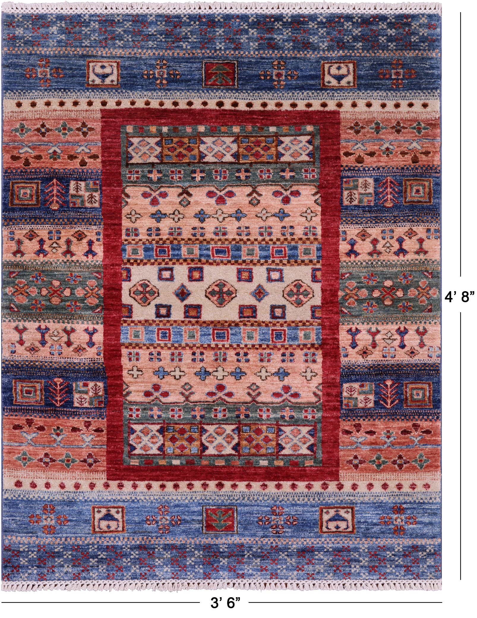 Tribal Persian Gabbeh Hand Knotted Wool Rug - 3' 6" X 4' 8" - Golden Nile