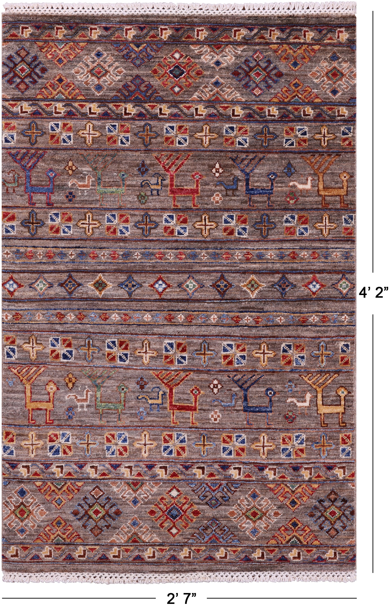 Tribal Persian Gabbeh Hand Knotted Wool Rug - 2' 7" X 4' 2" - Golden Nile