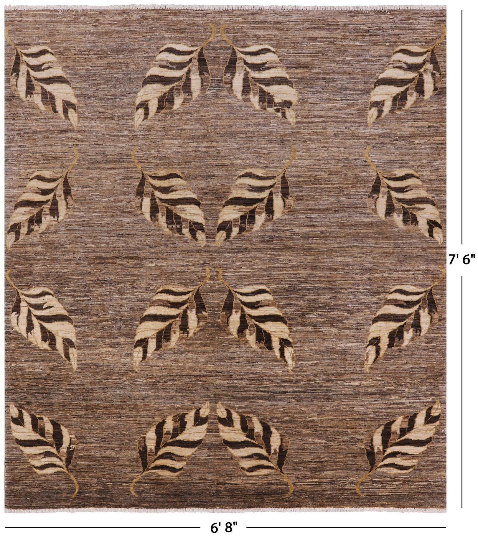 Modern Natural Handmade Wool Area Rug - 6' 8" X 7' 6" - Golden Nile