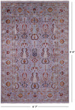 Grey Peshawar Hand Knotted Wool Rug - 6' 7" X 9' 9" - Golden Nile