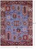Blue Persian Fine Serapi Hand Knotted Wool Rug - 7' 0" X 9' 11" - Golden Nile
