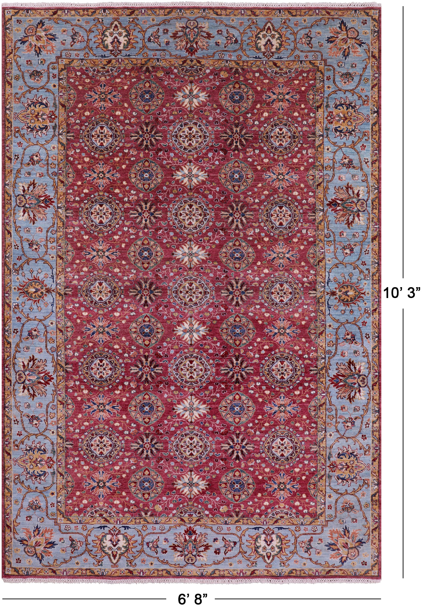 Pink Persian Tabriz Handmade Wool Rug - 6' 8" X 10' 3" - Golden Nile