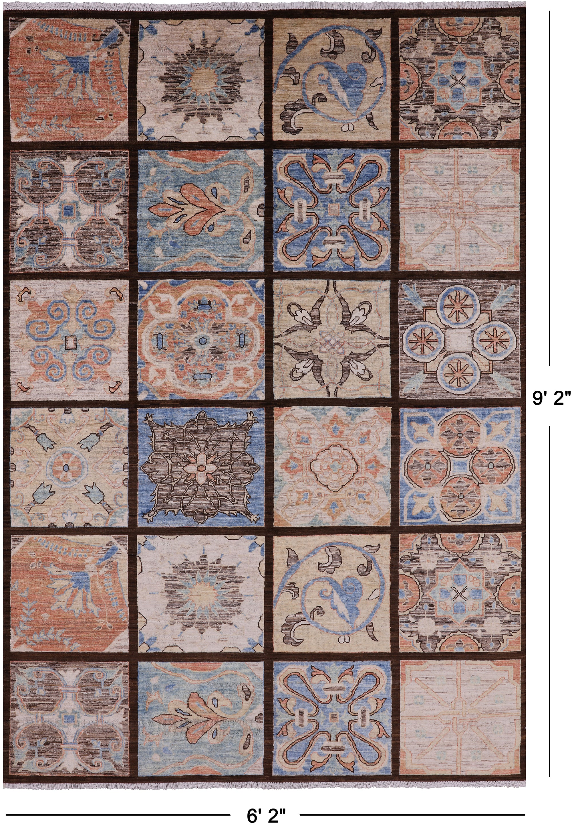 William Morris Stained Glass Hand Knotted Wool Rug - 6' 2" X 9' 2" - Golden Nile