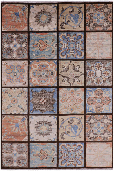 William Morris Stained Glass Hand Knotted Wool Rug - 6' 2" X 9' 2" - Golden Nile