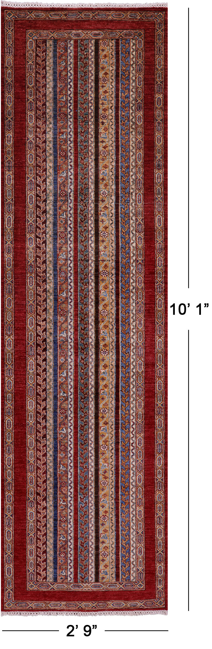 Shall Persian Gabbeh Hand Knotted Wool Runner Rug - 2' 9" X 10' 1" - Golden Nile