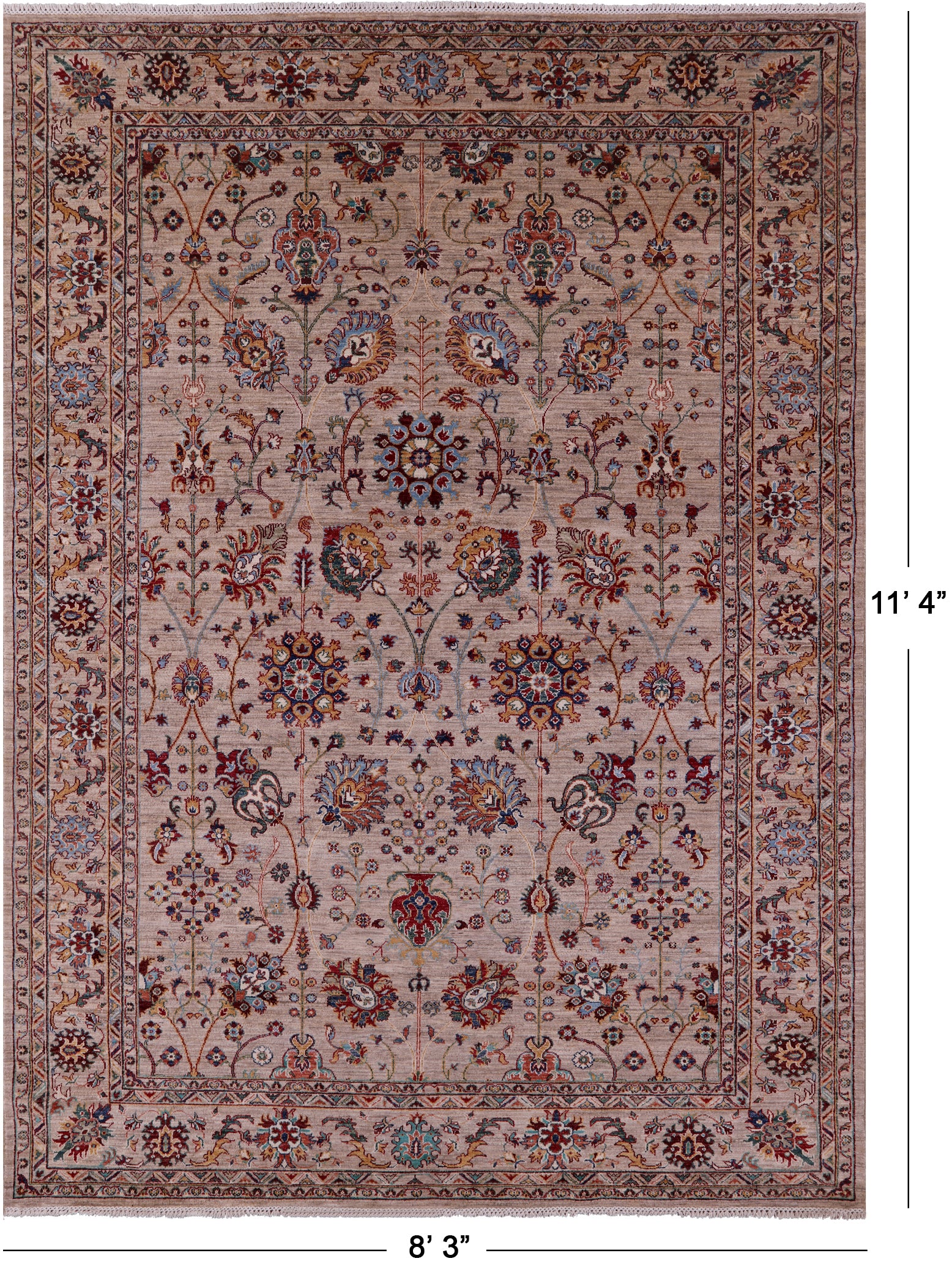 Peshawar Hand Knotted Wool Rug - 8' 3" X 11' 4" - Golden Nile