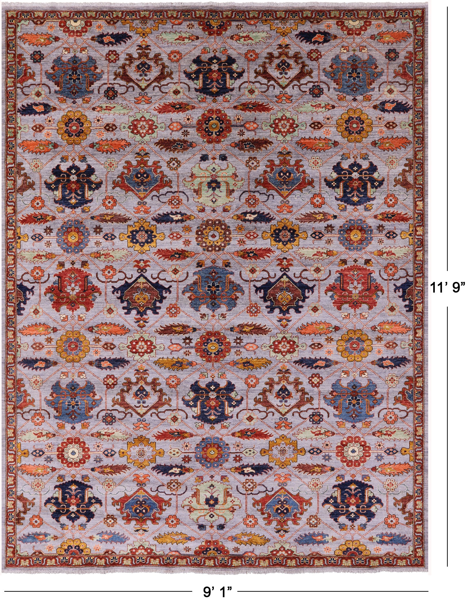 Persian Fine Serapi Handmade Wool Rug - 9' 1" X 11' 9" - Golden Nile