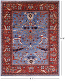 Blue Persian Fine Serapi Handmade Wool Rug - 9' 1" X 11' 9" - Golden Nile