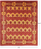 Red William Morris Handmade Wool Area Rug - 8' 2" X 9' 8" - Golden Nile