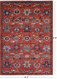 Red Persian Fine Serapi Hand Knotted Wool Rug - 6' 2" X 8' 8" - Golden Nile