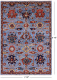 Blue Persian Fine Serapi Hand Knotted Wool Rug - 4' 10" X 6' 10" - Golden Nile