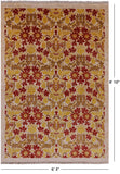 Ivory William Morris Hand Knotted Wool Area Rug - 6' 3" X 8' 10" - Golden Nile