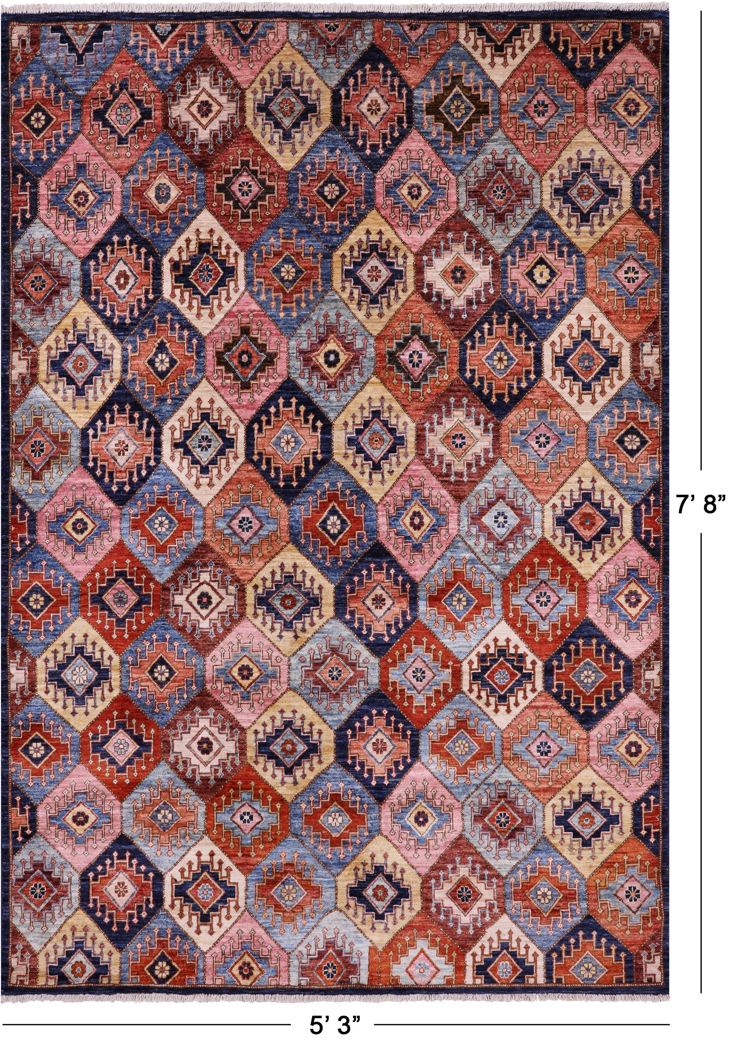 Shall Persian Gabbeh Hand Knotted Wool Rug - 5' 3" X 7' 8" - Golden Nile