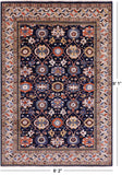 Blue Persian Fine Serapi Handmade Wool Rug - 6' 2" X 9' 1" - Golden Nile
