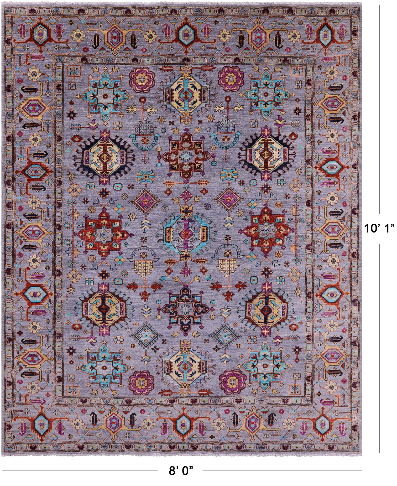 Grey Persian Fine Serapi Hand Knotted Wool Rug - 8' 0" X 10' 1" - Golden Nile